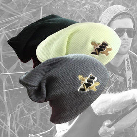 VASS Slouch Beanie Mütze Stone / Weiss